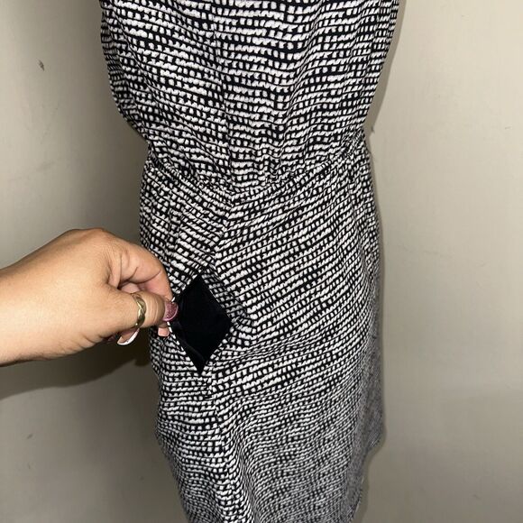 Merona Black White Button Top Pockets Sleeveless Comfortable Romper Dress Sz XS - Picture 4 of 7